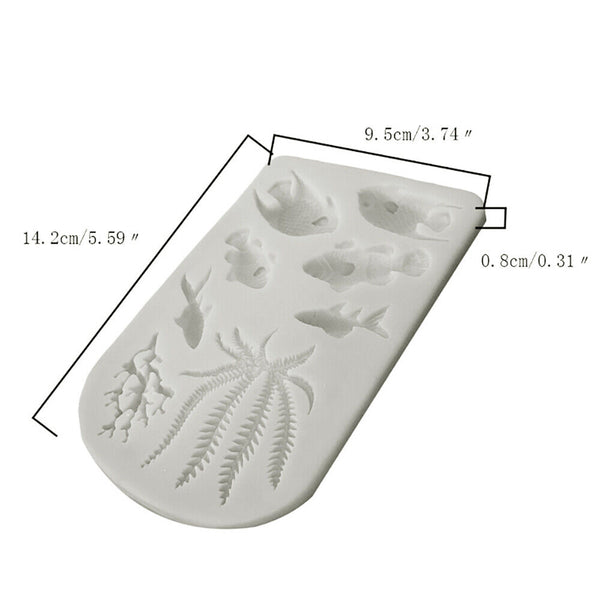 3x Sea Fish Coral Silicone Fondant Cake Decorating Mold Sugarcraft Icing Mould