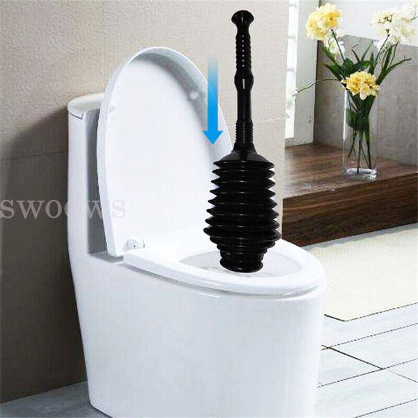 Toilet Plunger Bathroom Drain Clean Powerful High Pressure Thrust Plunge Cleaner