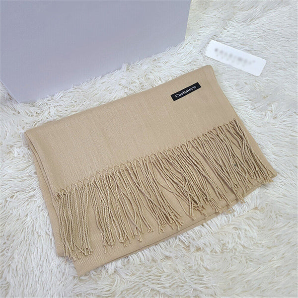 Women Ladies Scarf Tassels Cashmere Blend Pashmina Wrap Shawl Plain ELegant