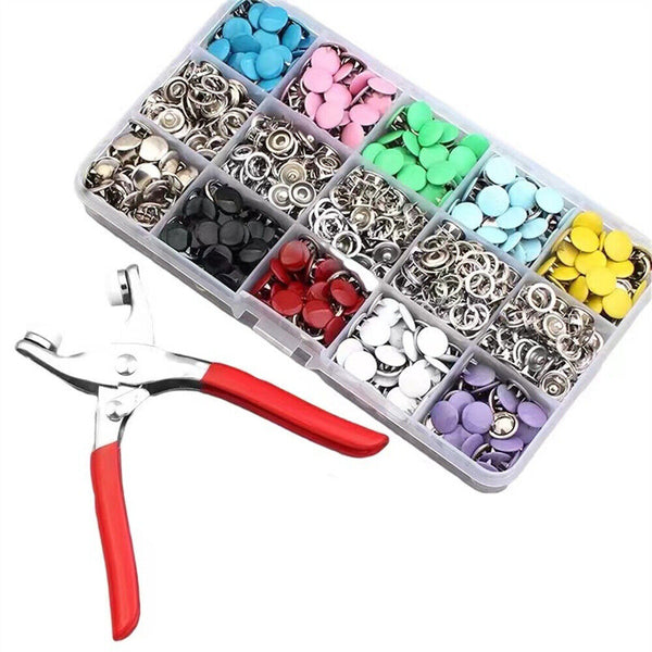 400Pcs Press Studs Snap Button Fastener With Plier Tool Kit Clothing DIY Buttons