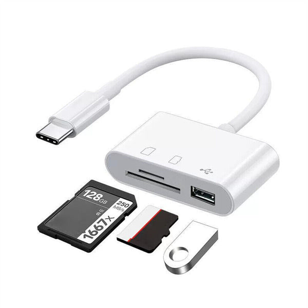 3 In 1 USB 3.1 Type-c Card Reader To SD/TF/USB Hub Adapter Micro SD Card PC