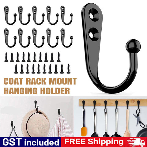 UP 10X Wall Hooks Hanger Decorative Vintage Coat Rack Mount Hanging Holder Black