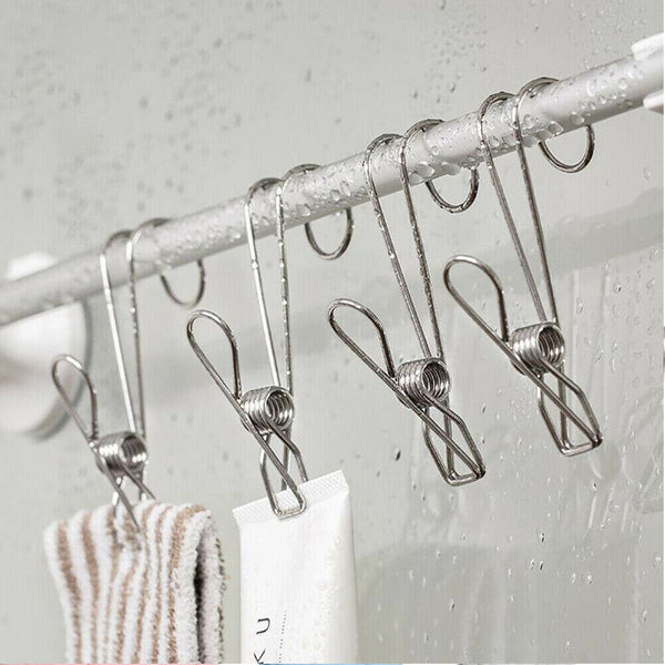 5/10xStainless Steel Clothes Pegs Hooks Long Tail Clip Hanging Clips Clamps