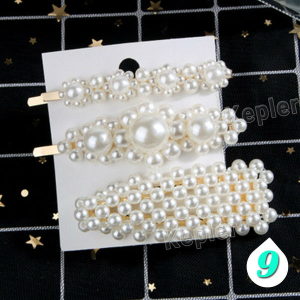 Popular Women Pearl Hair Clip Snap Barrette Stick Hairpin Hair Accessories Gift