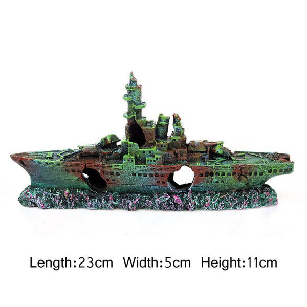 Aquarium Shipwreck Ship Fish Tank Resin Sunken Ship Fishing Hiding Pot Decor