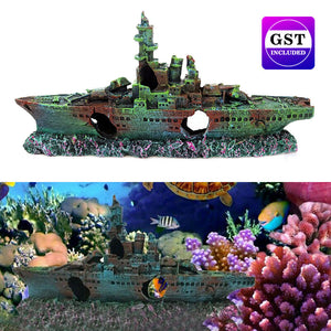 Aquarium Shipwreck Ship Fish Tank Resin Sunken Ship Fishing Hiding Pot Decor