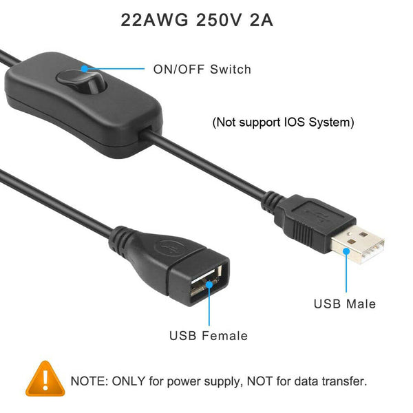 USB Male to Female Extension Cable With ON/OFF Switch Toggle Power Control AU