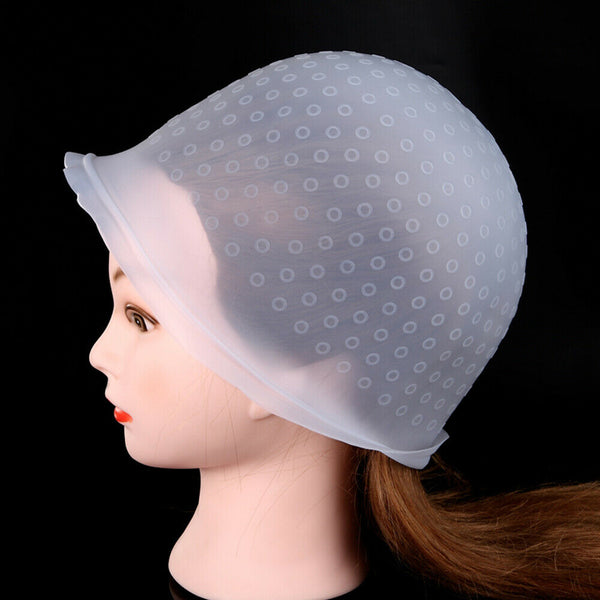 Silicon Hair Highlight Cap with Hook Needle Reusable DIY Coloring Hat Tool