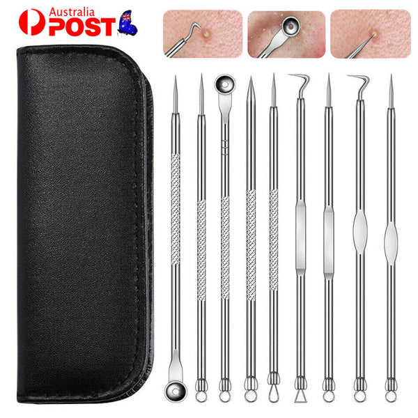 9pc Blackhead Remover Tool Pimple Blemish Popper Comedone Acne Cleaner Kit +Case