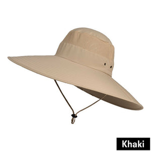 Hiking Sun Hat Unisex Wide Brim Fishing With Chin Strap Breathable Sun Protect