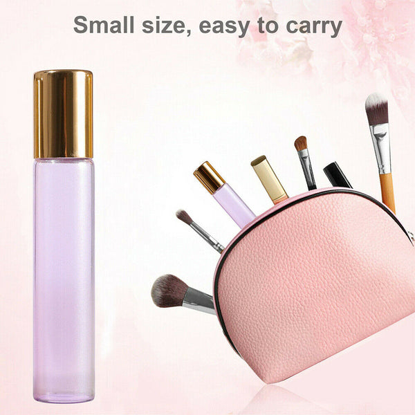 10ml Glass Roller Bottle Rollerball Perfume Essential Oil Roll On Ball 6 Color