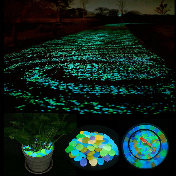 UP TO 1000X Pebbles Stone Glow in the Dark Rock Fish Tank Stones Garden Road Dec