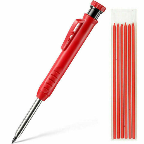 Solid Carpenter Pencil Set with Refill Leads Woodworking Deep Hole Pencils AU