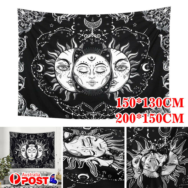 Tarot Psychedelic Tapestry Wall Hanging Sun Moon Blanket Bedspread Room Decor