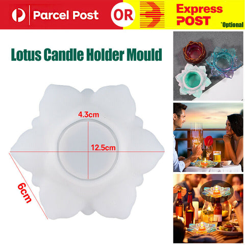 3D Lotus Candle Holder Ashtray Silicone Mold Epoxy Resin Mould DIY Craft