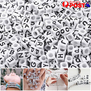 300PCS Natural Mixed Wooden Alphabet Letter Cube Craft Charms Beads 6mm Handmade