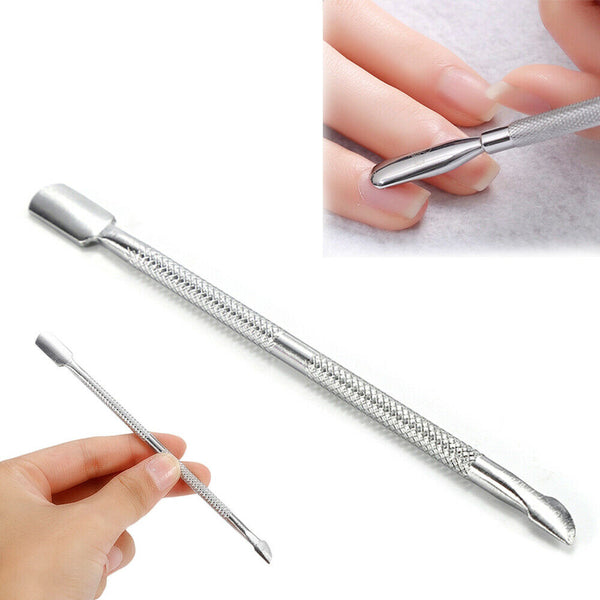 UV Gel Polish Remover Stainless 2-end Nail Cuticle Pusher Scraper Manicure Tool