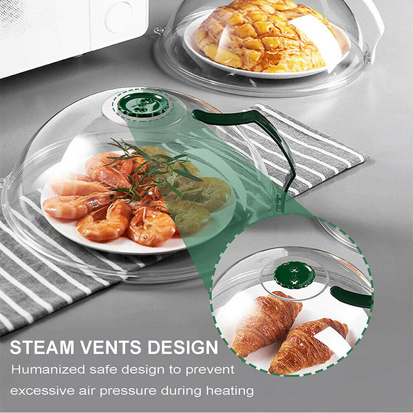 Microwave Food Dish Anti-Splatter Cover Guard Lid With Steam Vents Plate Covers