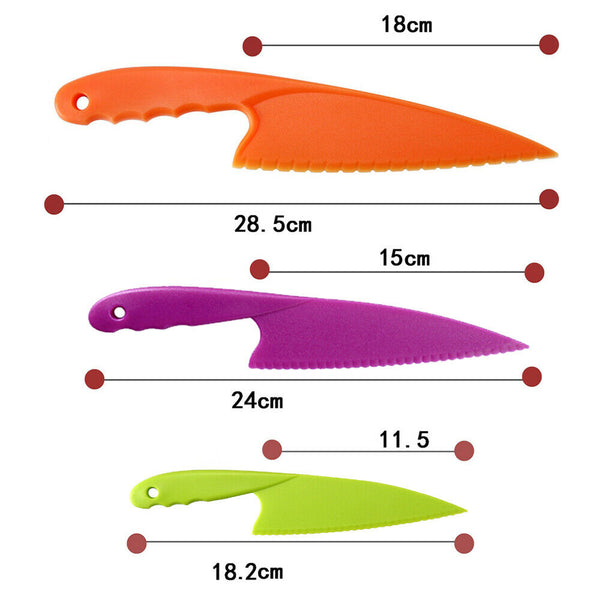 3pcs Plastic Knife Set Fruit Vegetable Lettuce Salad Bread Cheese Dessert Cutter