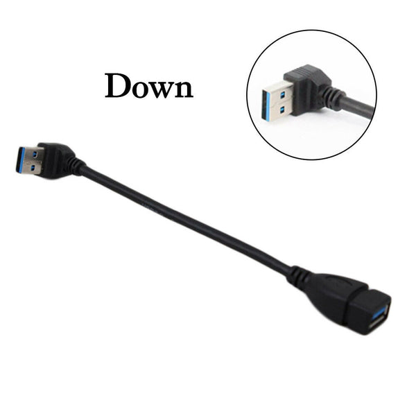 USB 3.0 Type A 90 Degree Left Right Angle Extension Cable Male to Female Adapter