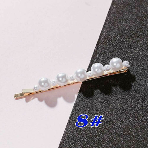 Popular Women Pearl Hair Clip Snap Barrette Stick Hairpin Hair Accessories Gift