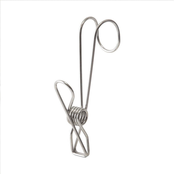 5/10xStainless Steel Clothes Pegs Hooks Long Tail Clip Hanging Clips Clamps