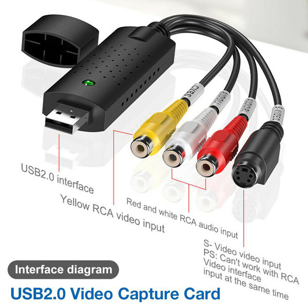 Video Grabber Capture Card VCR VHS to Digital DVD Converter For Mac Windows 8/10