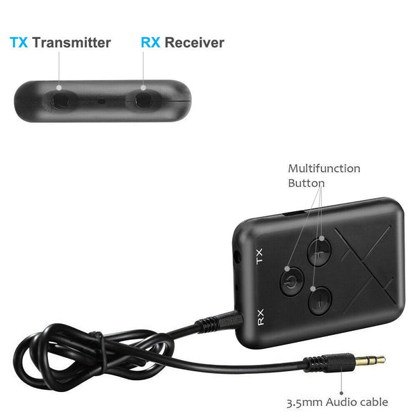 2in1 Wireless Bluetooth Transmitter Receiver A2DP Stereo AUX Audio Music Adapter