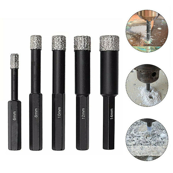 6/8/10/12/14mm Dry Diamond Drill Bits For Porcelain Glass Tile Ceramic Marble AU