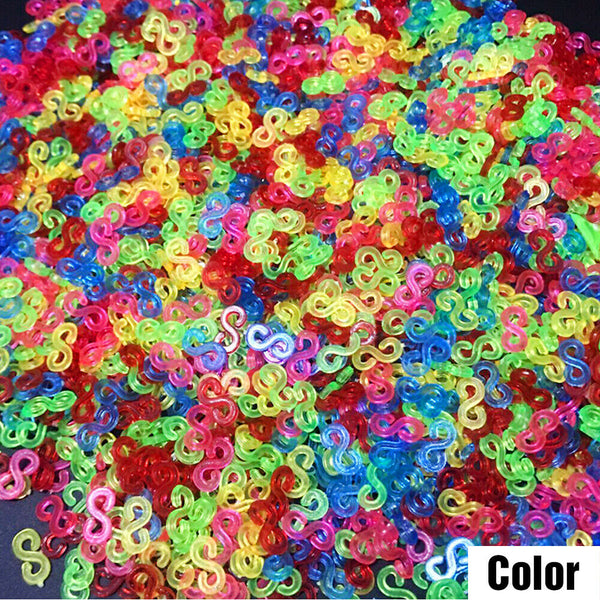 100Pcs S clips Loom Bands Plastic Refill Knit Kit DIY Ring Bracelet Gift Craft