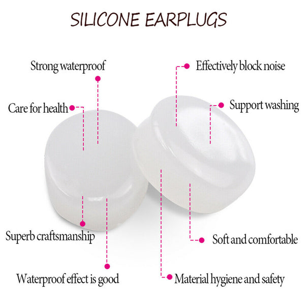 6PCS Reusable Silicone Ear Plugs for Swim Sleep Work Travel Noise Reduction AU