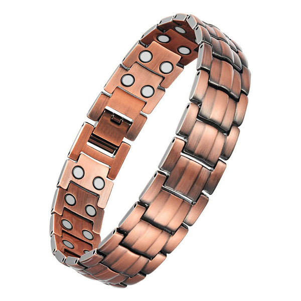 Men Red Copper Double Strong Magnetic Therapy Bracelet for Arthritis Pain Relief