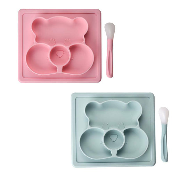 Silicone Plate Mat Suction Table Toddler Placemat Baby Food Tray Divided Bowl