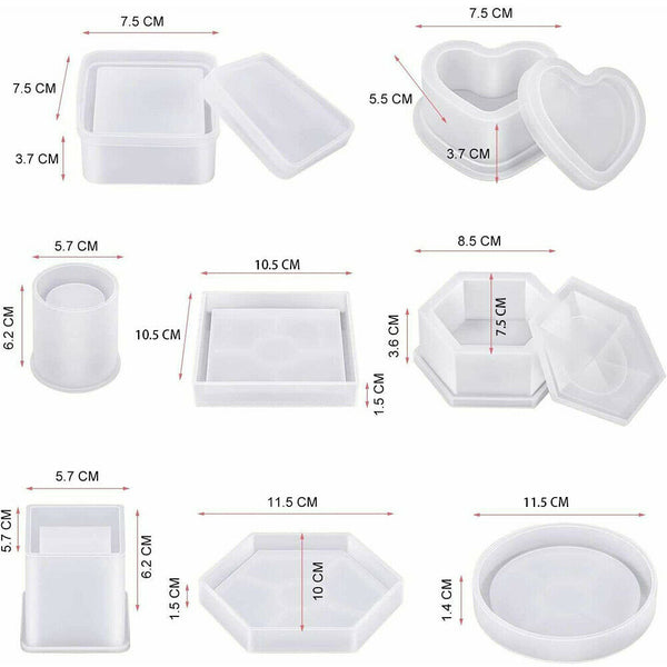 10/18/28PCS Resin Casting Molds Silicone Mold Pendant Tray Jewelry Mould Craft