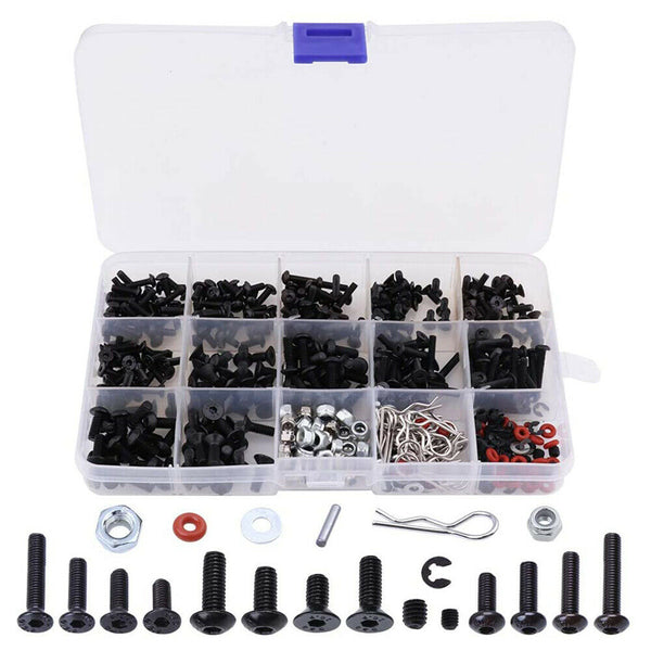 500Pcs Repair Tool and Screws Box Set for SCx10 TRX4 1/10 HSP RC WHP8LS1D M3 M4