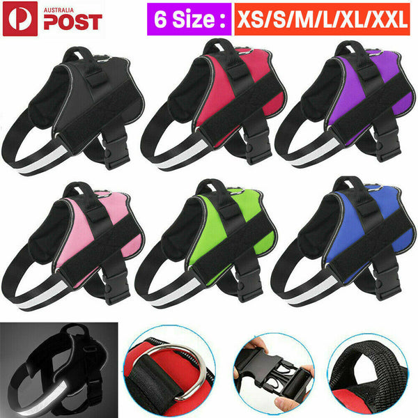 XS-XXL Strong Adjustable Pet Puppy Dog Walk Harness Leash Reflective Harnesses