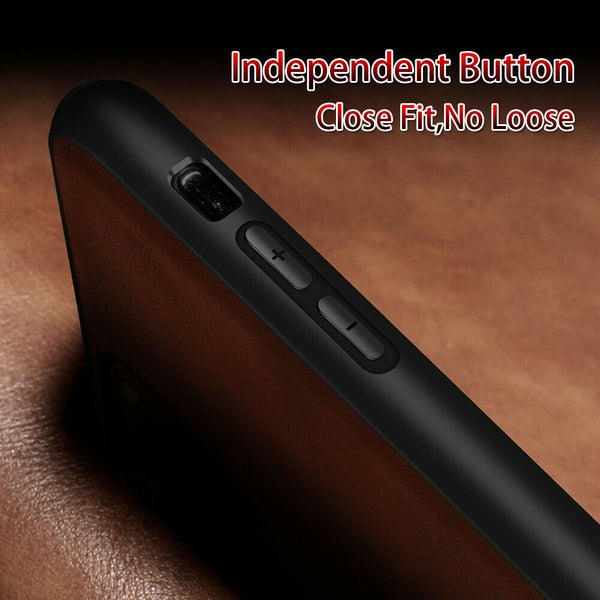 For iPhone 11 Pro Max Back Case Genuine Leather Bumper Cover