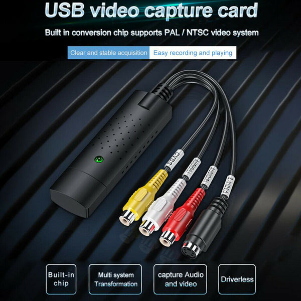 Video Grabber Capture Card VCR VHS to Digital DVD Converter For Mac Windows 8/10