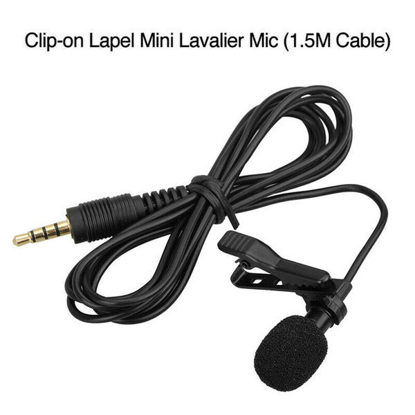 Clip-on Mic Microphone 3.5mm Lapel Lavalier for iPhone & Android Smartphones PC