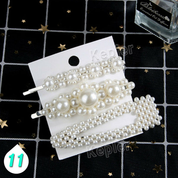 Popular Women Pearl Hair Clip Snap Barrette Stick Hairpin Hair Accessories Gift