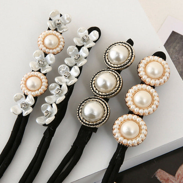 1*Fashion Flower Pearl Hairpin Bun Maker Twist Headband Lazy Hair Accessories