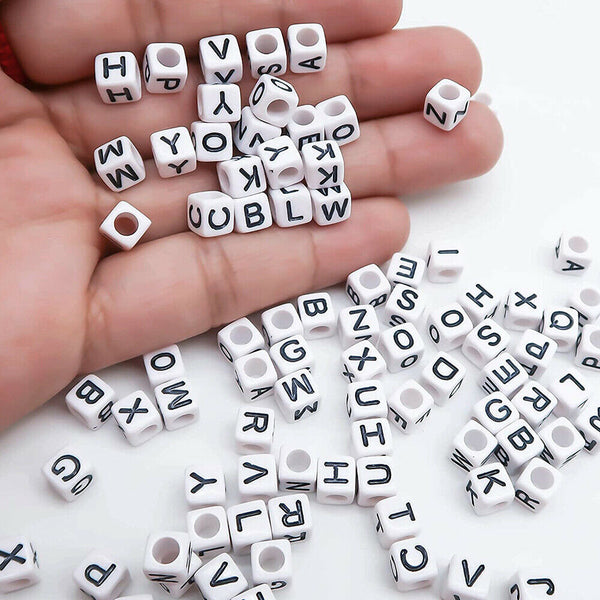 300PCS Natural Mixed Wooden Alphabet Letter Cube Craft Charms Beads 6mm Handmade