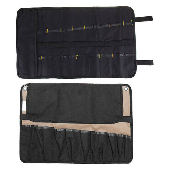 10 Pockets Chef Roll Knife bag with Handles Carry Portable Storage Case Kitchen