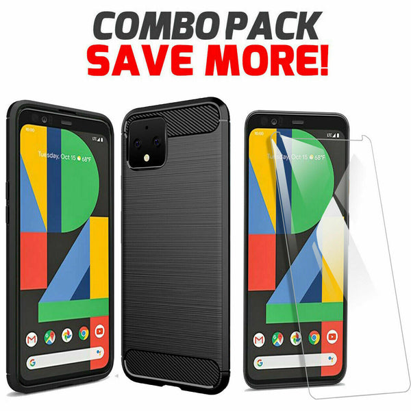 For Google Pixel 4 4XL Silicone Carbon Shockproof Case Anti Knock Bumper Cover