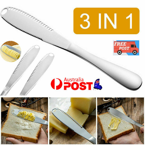 Stainless Steel Butter Spreader Knife - Easy Spread Cold Hard Butte Cheese 3in1