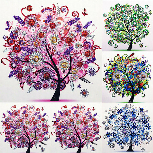 5D Diamond Painting Flower Tree Special Shaped Drill Crystal Mural Art Kit New