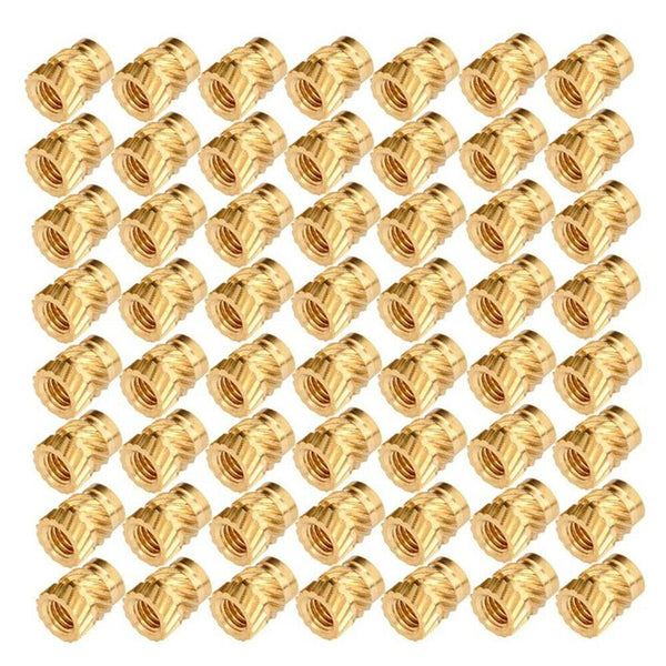 100pcs M3 Copper Threaded Insert Nuts Round Knurl Thread Screw Tone In Stock