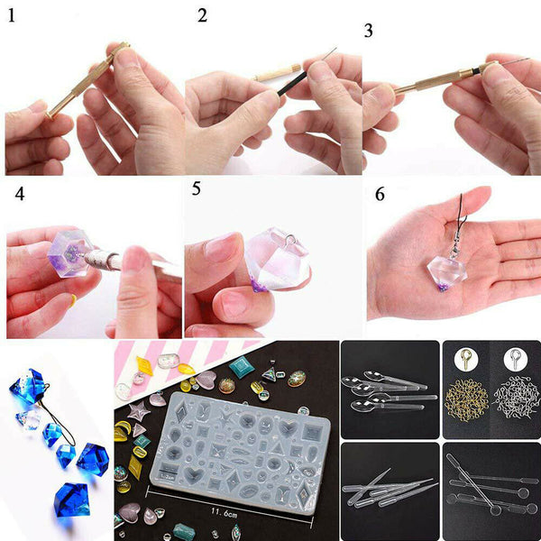 229 X DIY Jewelry Mould Handmade Crystal Glue Making Set Resin Silicone Mold Kit