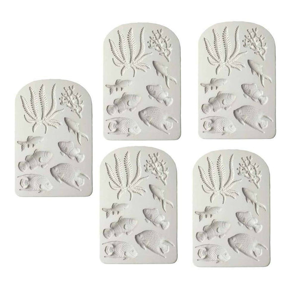 Silicone Sea Fish Coral Fondant Cake Decorating Mold Sugarcraft Icing Mould Tool