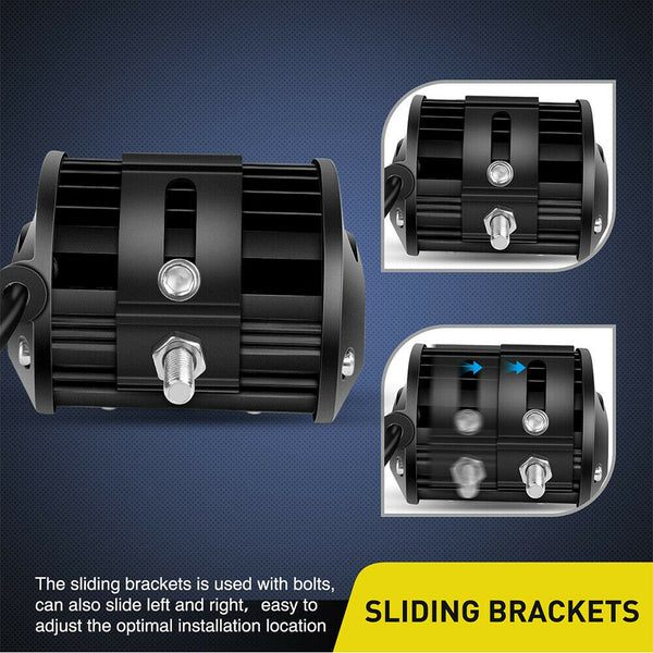 2X Mounting Brackets Mount Rotating Slide LED Cube Pods Work Light Bar Universal